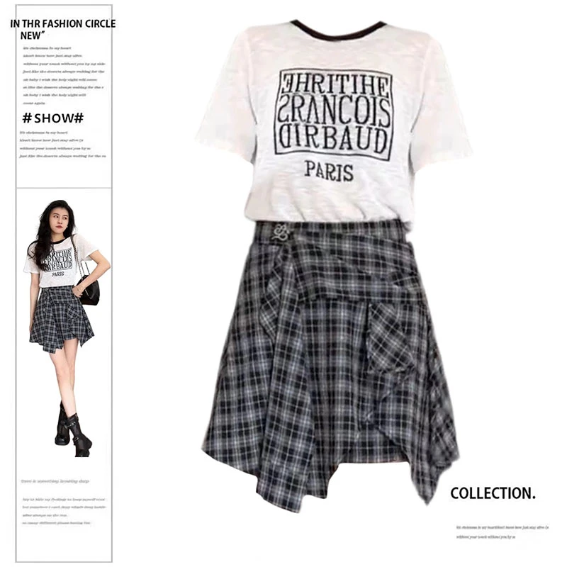 盐系轻熟休闲套装女2025夏季搭配一整套巨好看短袖T恤半裙两件套