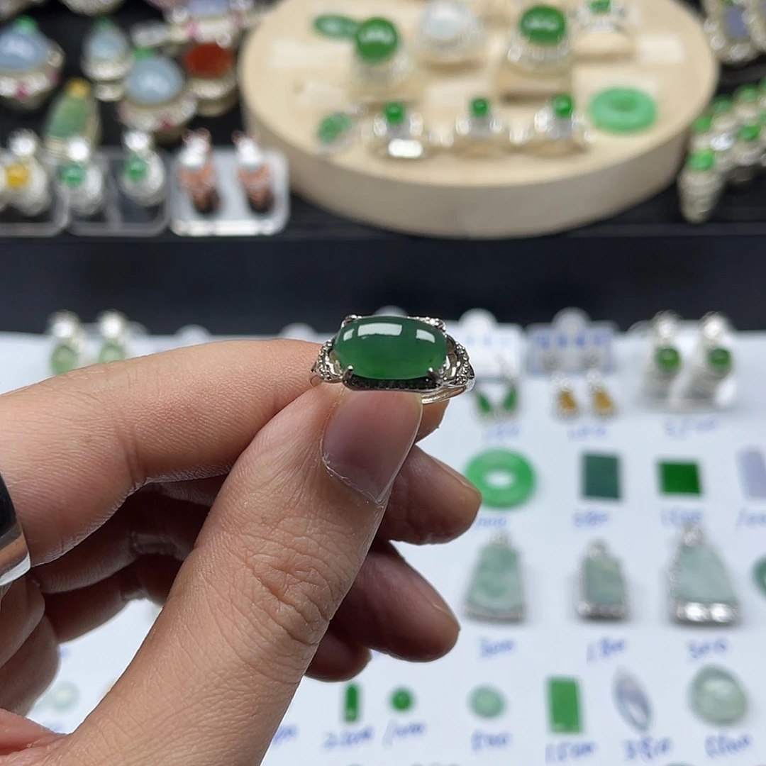 翡翠银S925镶嵌戒指