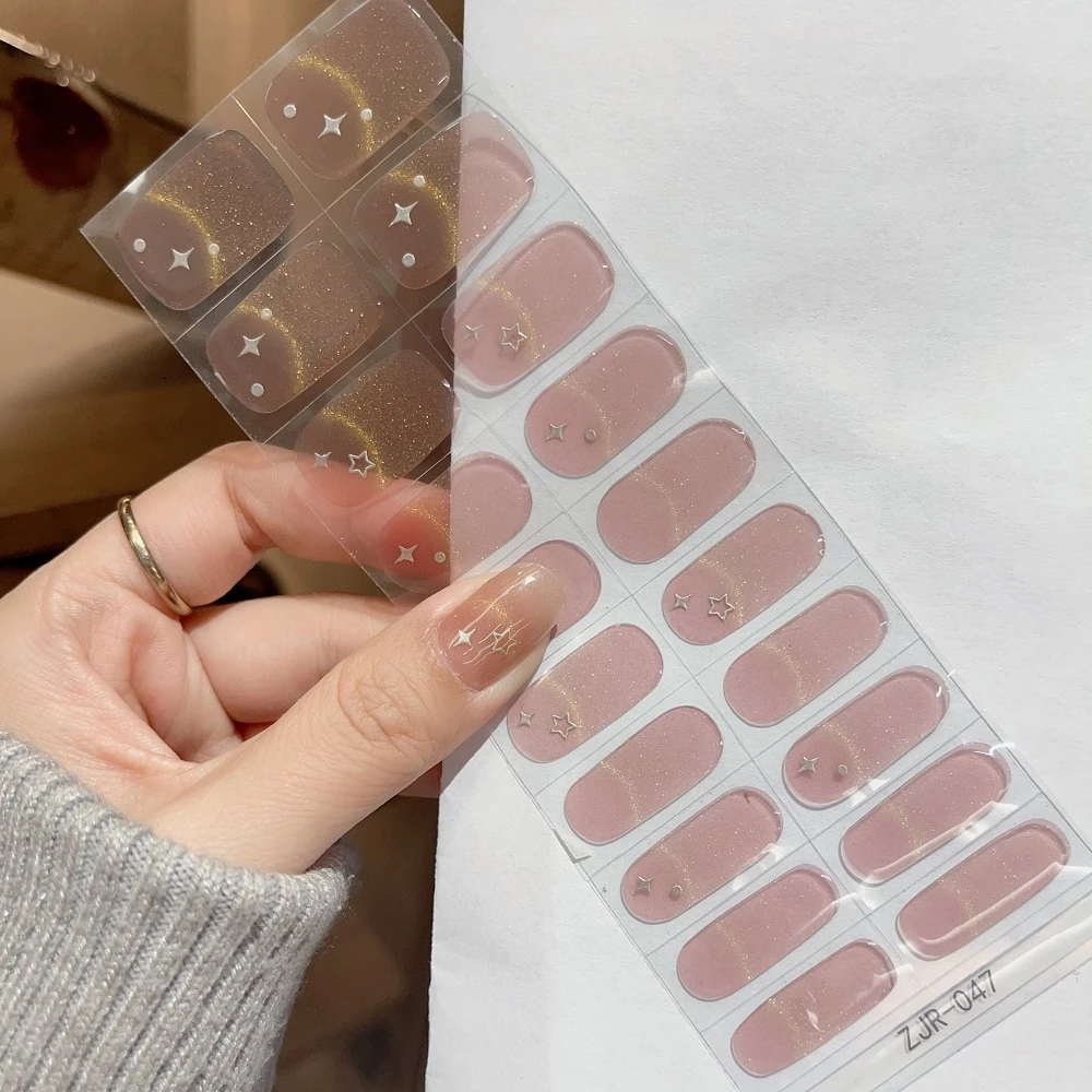 [照灯变硬]星空猫眼047半固化凝胶美甲20个甲片