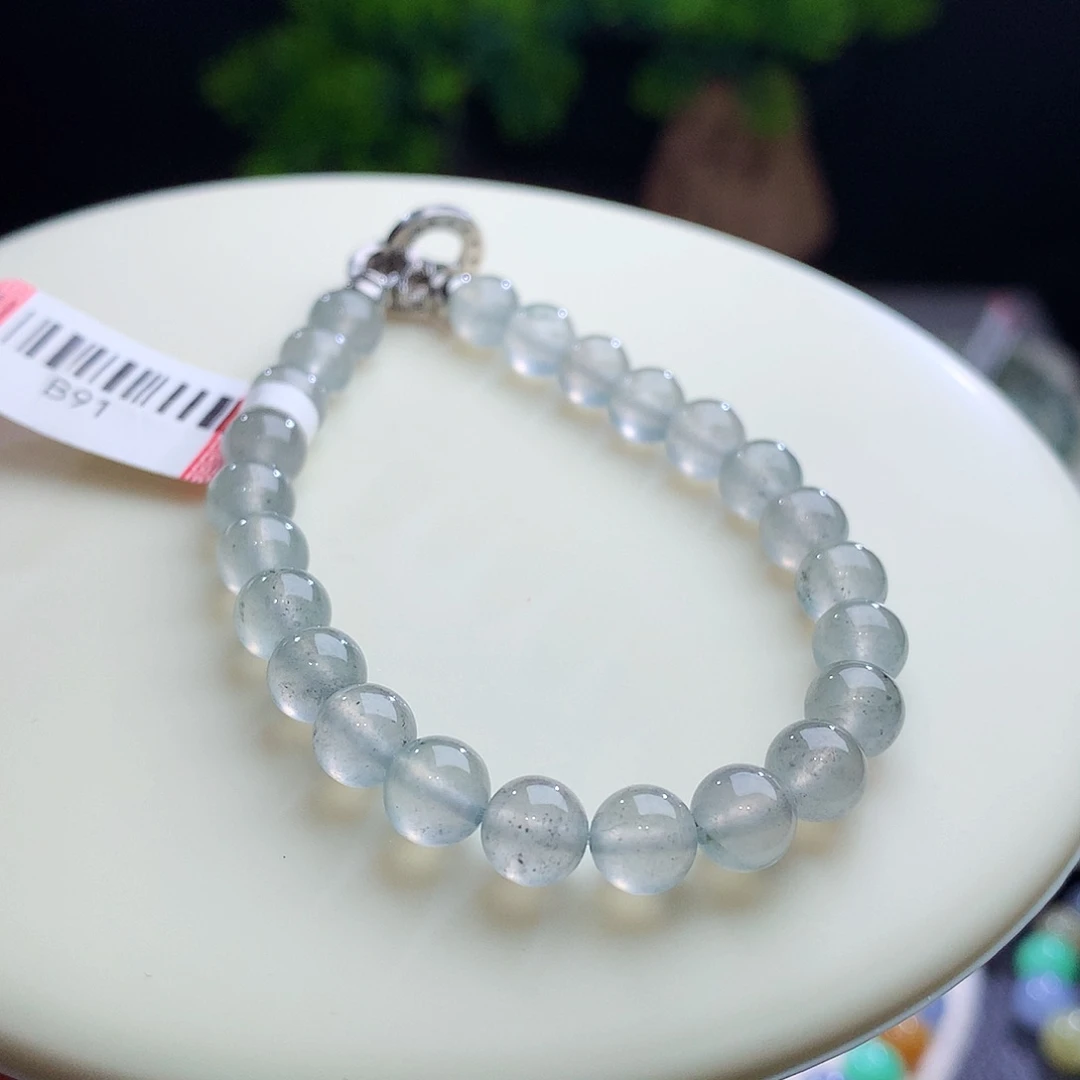 未镶嵌手串翡翠卡6.7mm黑冰撒乌鸡 高冰起光