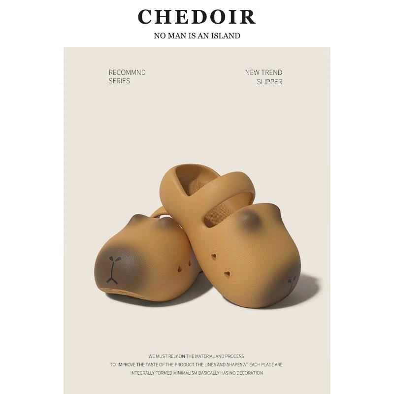 丑萌卡皮巴拉洞洞鞋女夏季厚底外穿懒人室内女款包头拖鞋