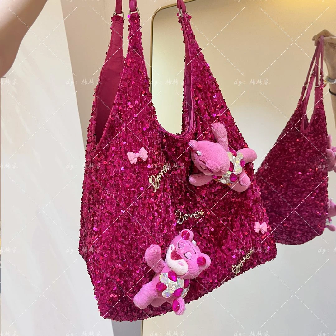 【格格家】定制手工女包草莓熊亮片包