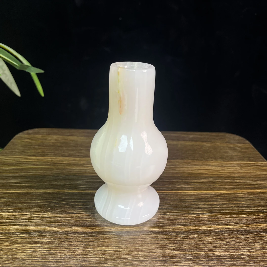 天然石材花瓶玉器摆设装饰客厅酒柜玄关摆件插花商务送礼精美中式