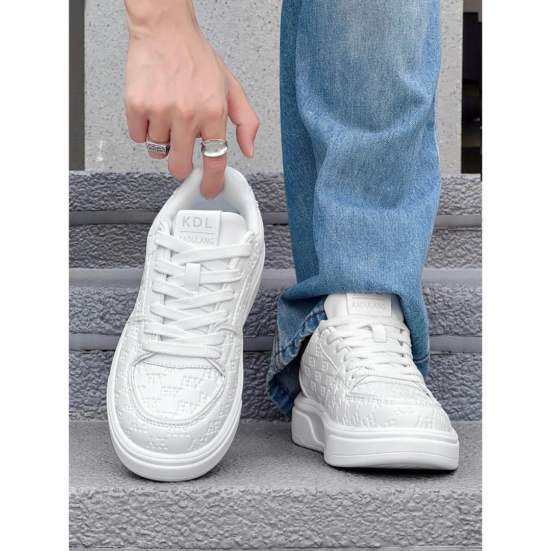 欧洲站轻奢潮牌来袭~秋季潮流百搭厚底轻奢男潮鞋高级感纯白板鞋