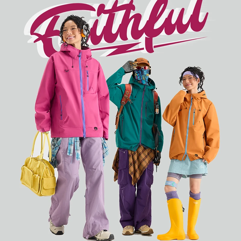 多巴胺色系情侣款冲锋衣山系户外登山服冲锋衣休闲连帽外套
