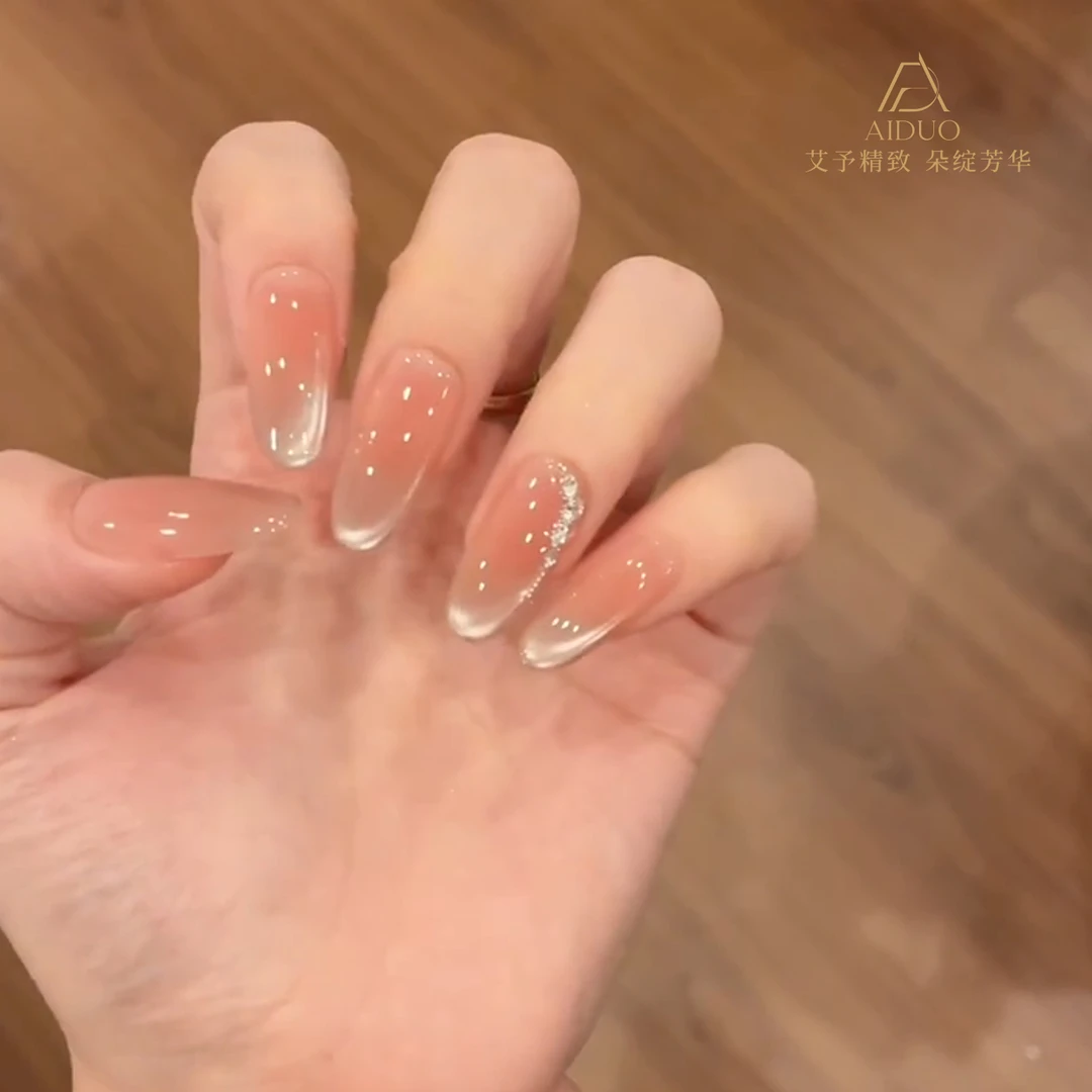 【纯欲冰晶】纯手工穿戴甲新款学生短款简单水光猫眼显白可拆卸美甲