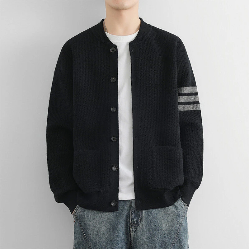 秋冬季加绒加厚男士开衫毛衣2025新款青少年高品质保暖打底衫外套