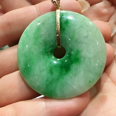 翡翠18K金镶嵌吊坠(不含链)