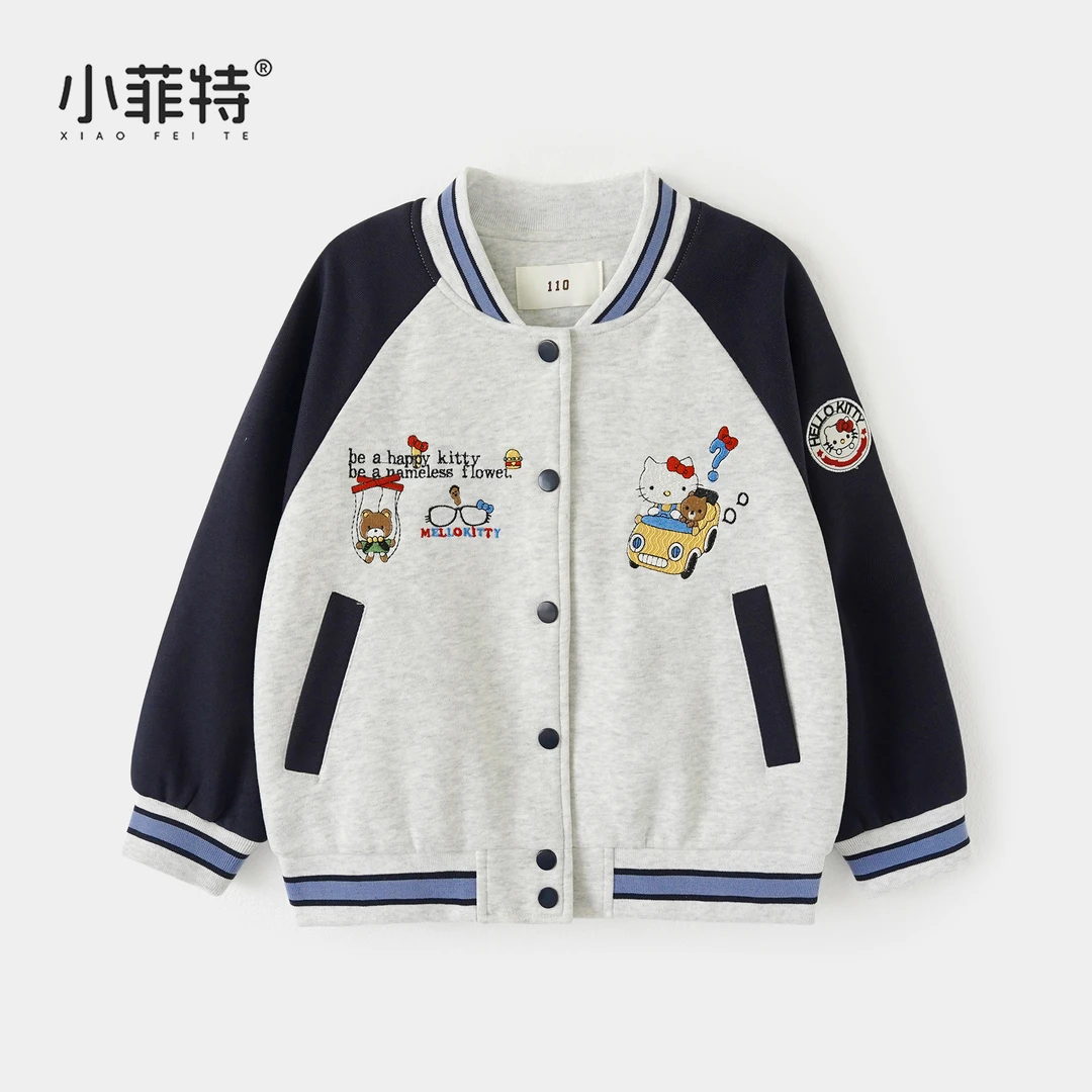 小菲特女童秋装棒球服中大童卡通上衣儿童休闲时尚外套BGYQ53506