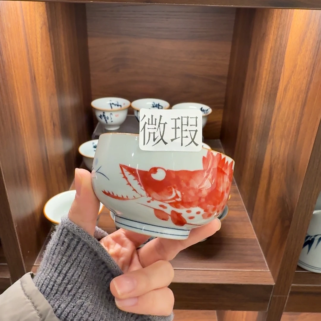 釉下手绘茶具微瑕