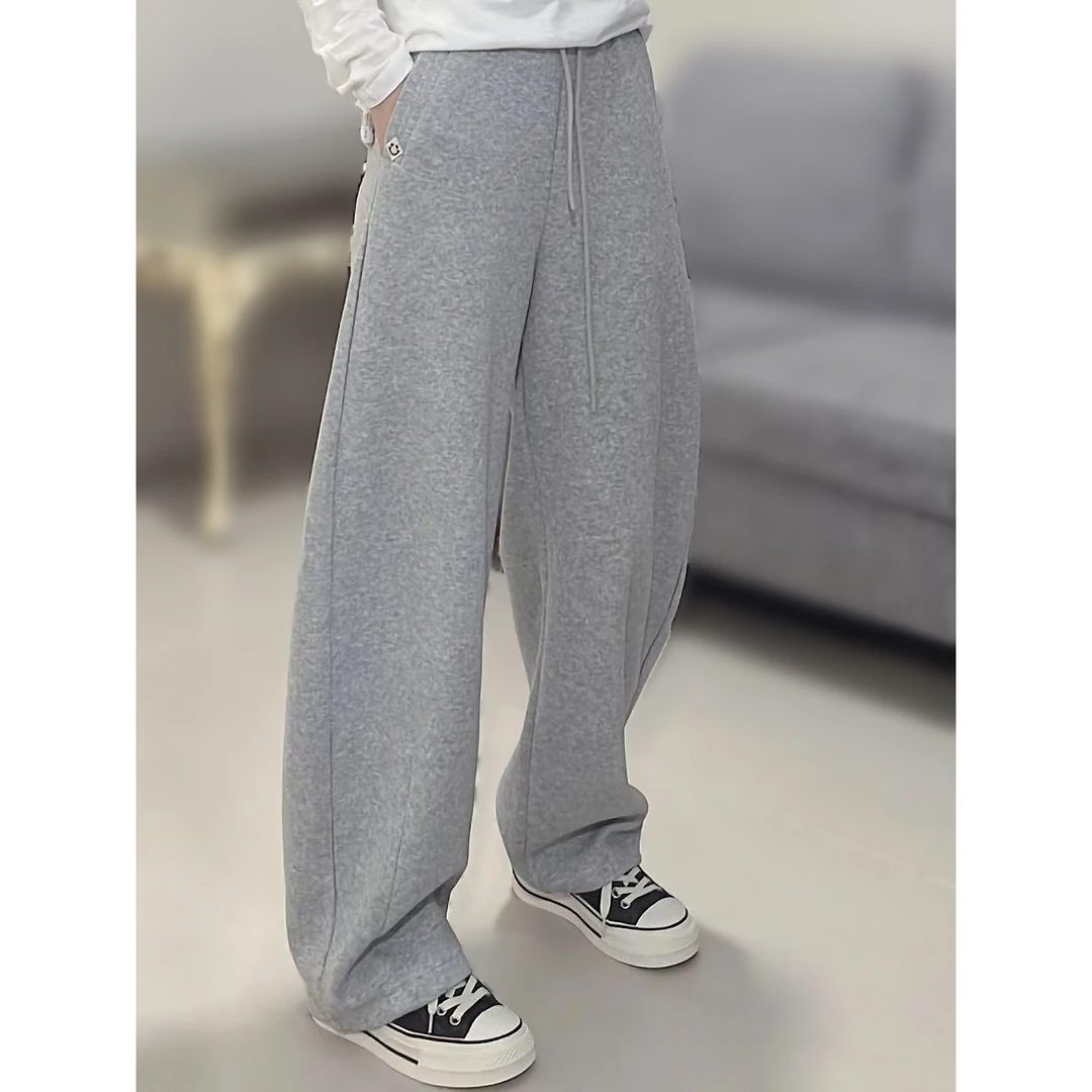 YIYI  2024春夏上新  松紧腰百搭显瘦抽绳弯刀裤卫裤