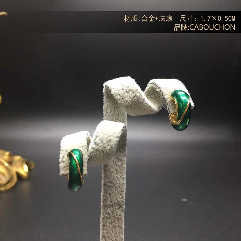 合金耳饰 CABOUCHON耳针耳饰【唐顿vintage首饰】