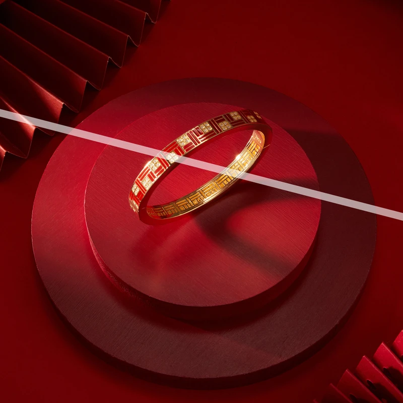 925银手镯 梁雅帝新品【传福系列万两福】重工设计感大气纯银手镯