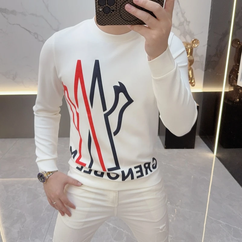 度尚-欧版春秋新款高品质男士印花时尚潮流百搭打底衫长袖卫衣