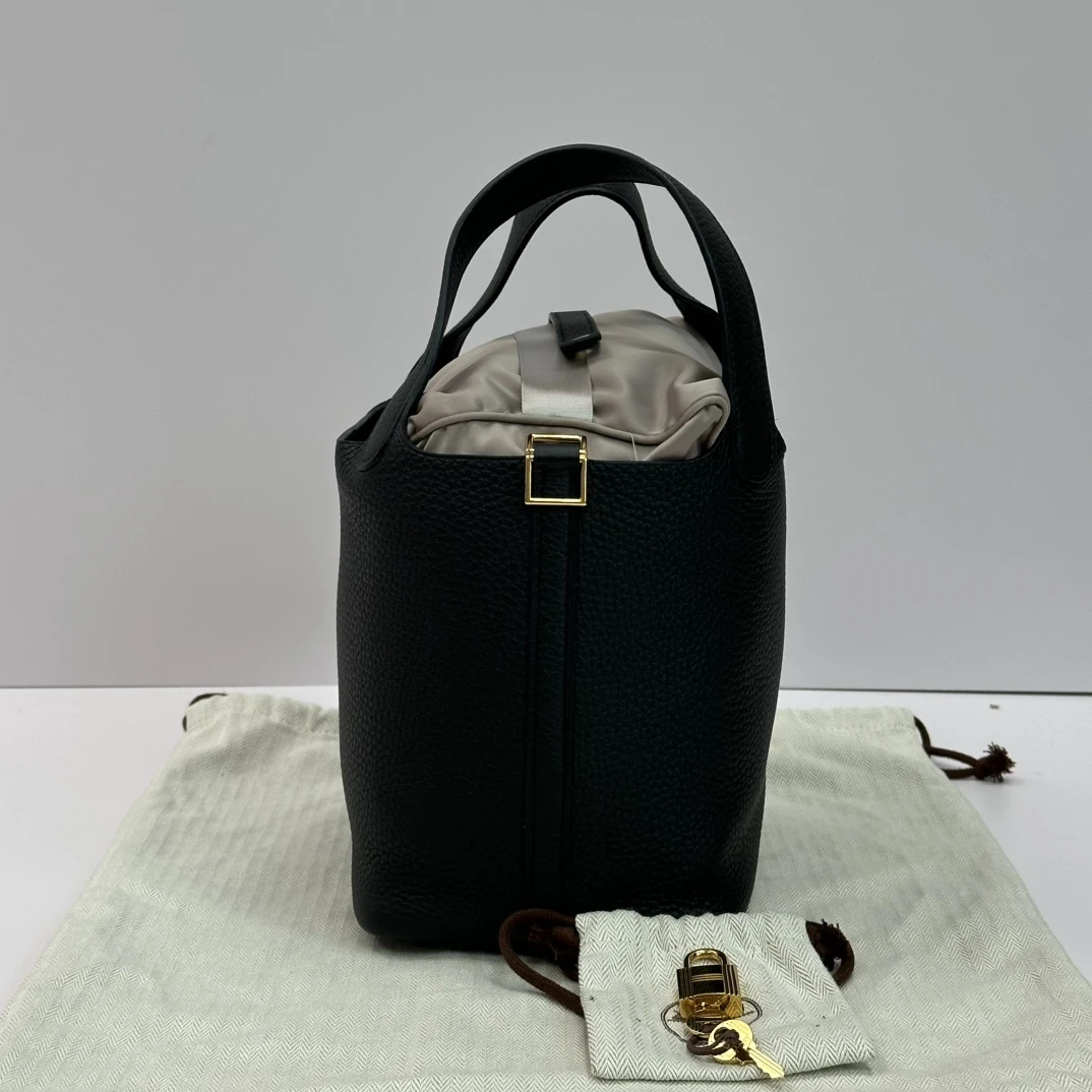 99新 Hermes/爱马仕 黑金18菜篮子手提袋 10627