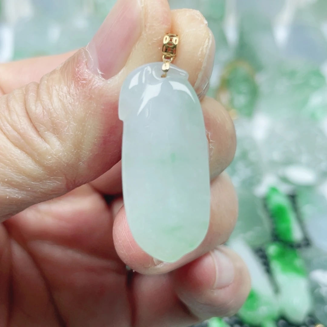 翡翠18K金镶嵌吊坠(不含链)