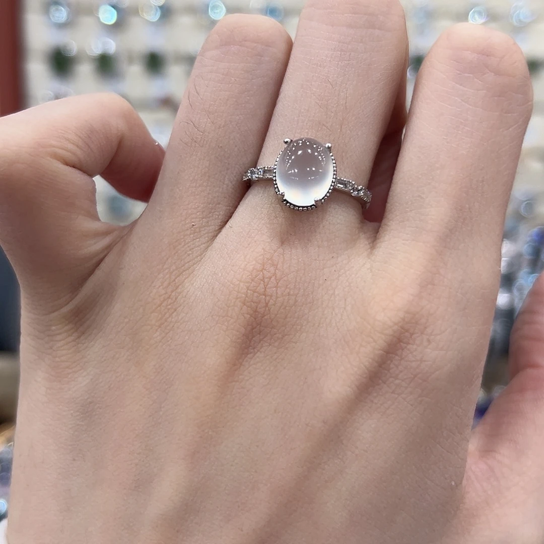 岫玉银S925镶嵌戒指