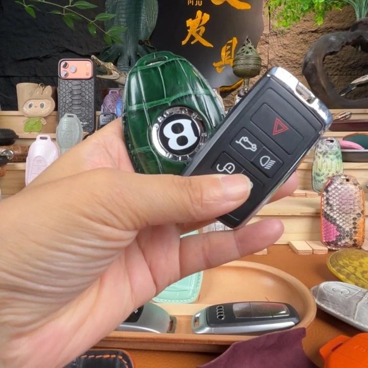 鳄鱼皮（革）路虎钥匙套绿色鳄鱼皮