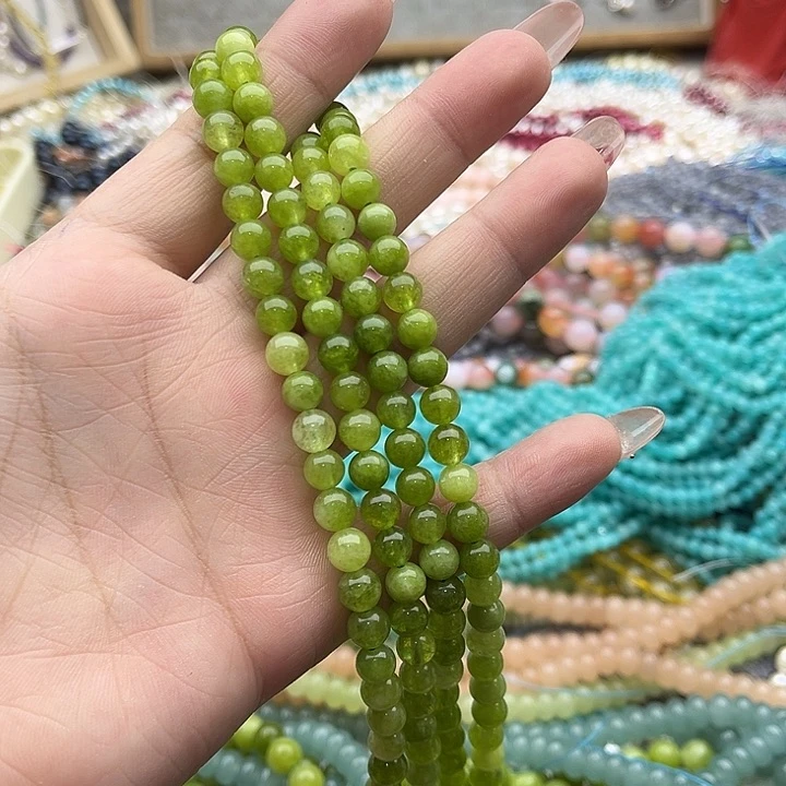 玛瑙/玉髓珠宝半成品未镶嵌一条6mm左右橄榄石