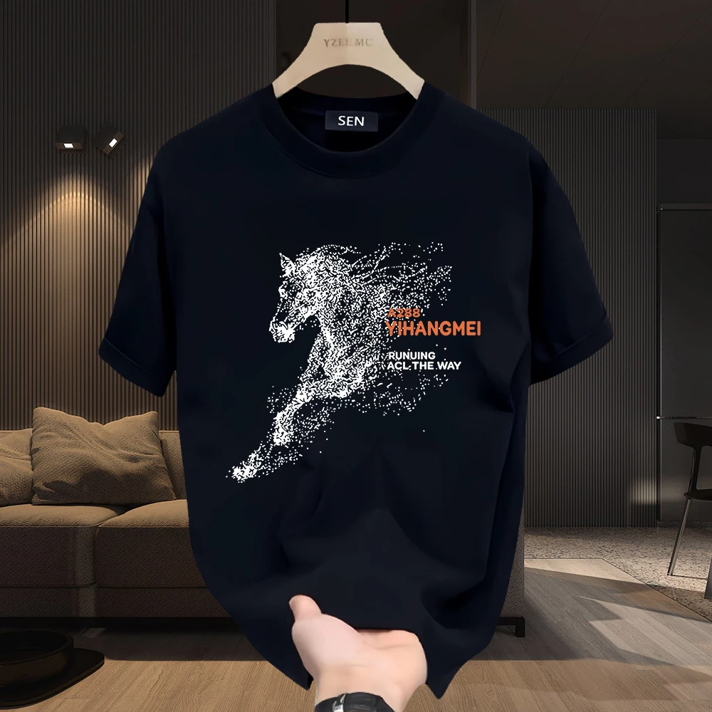 国潮重磅纯棉短袖T恤男士夏季新款潮流创意图案宽松百搭上衣体恤