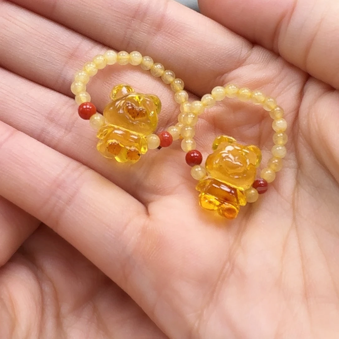 未镶嵌琥珀珠宝奇石小熊
