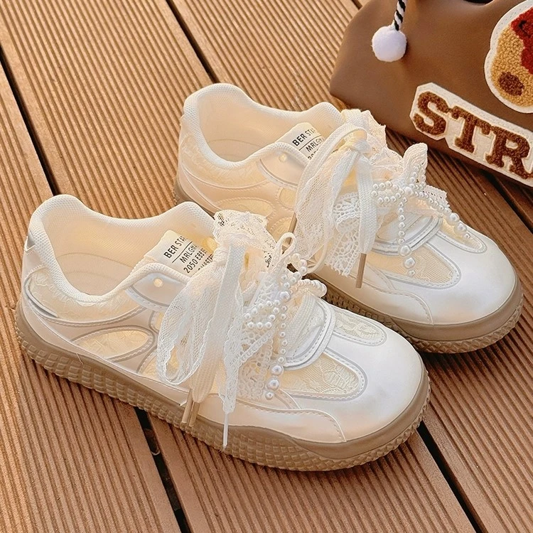 德训鞋女夏新款芭蕾鞋子白色增高小白鞋丑萌百搭德训女鞋夏季薄款