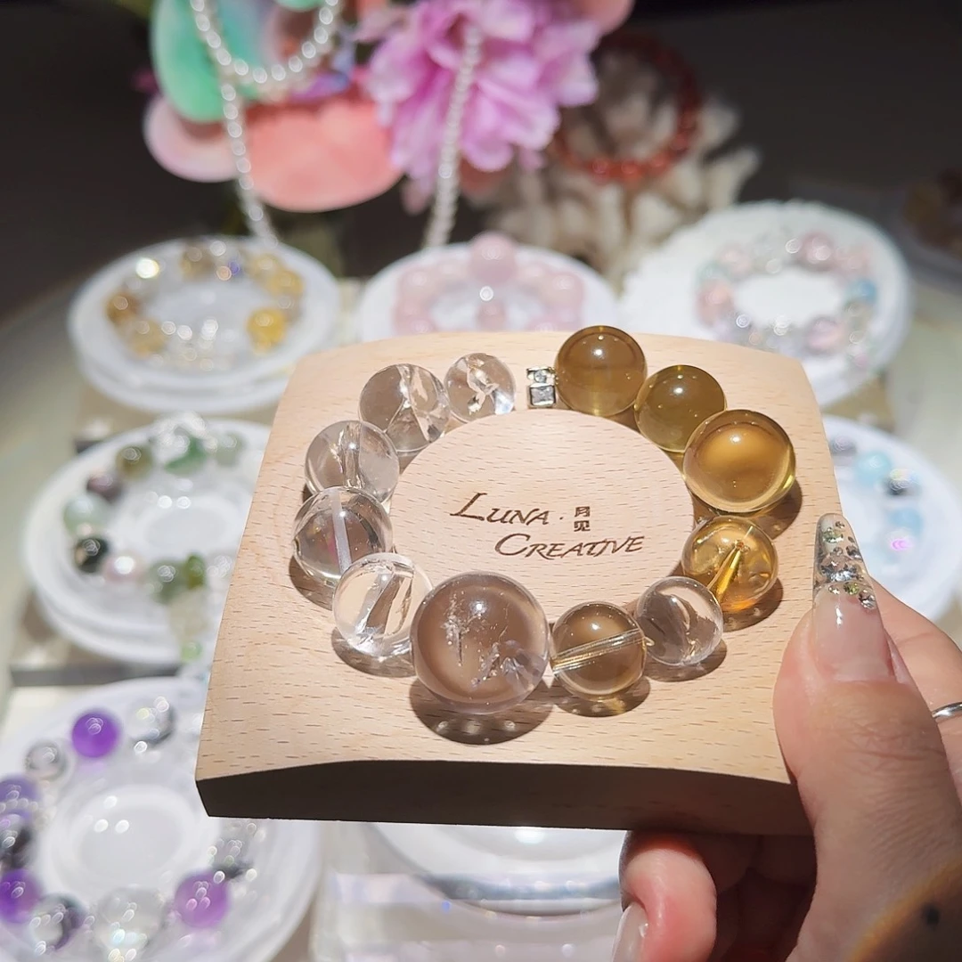 烟晶手链银S925镶嵌品*