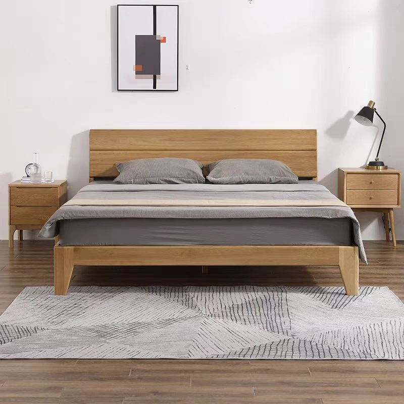 实木红橡木1.5北欧简约现代工厂直销卧室双人床日式原木风