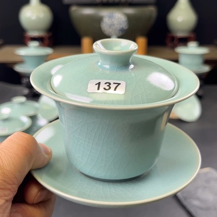 杯仿古釉汝官窑马蹄盖碗137号