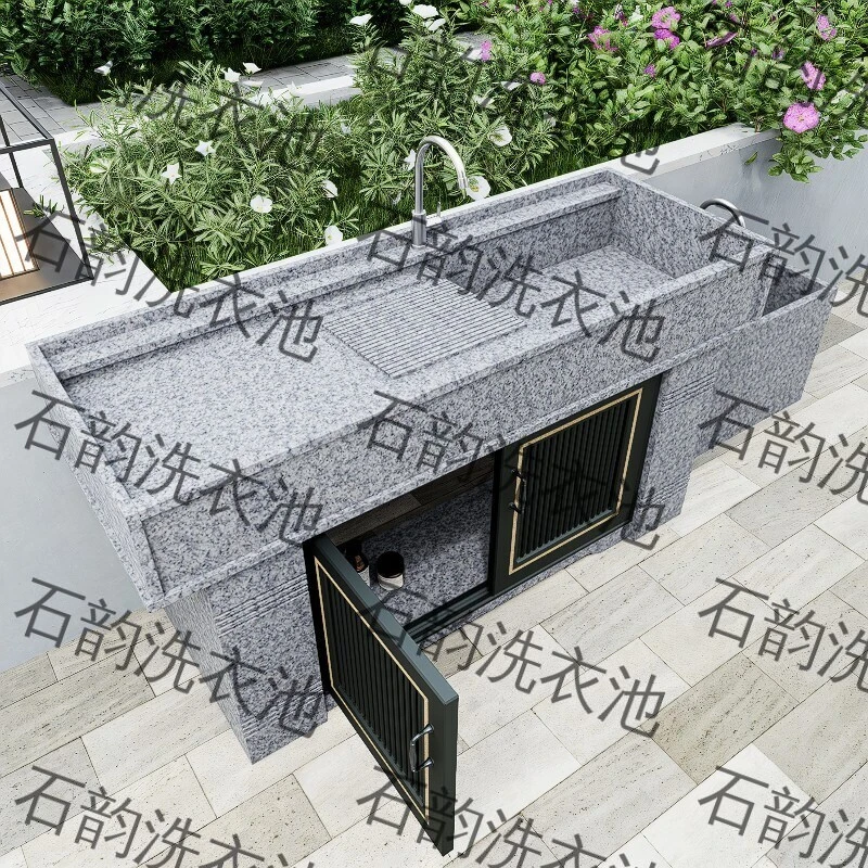 天然花岗岩定制洗衣池带搓衣板适用户外庭院阳台别墅