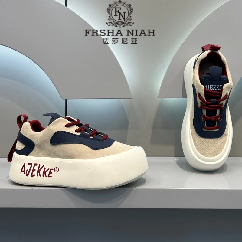 法莎尼亚潮牌板鞋2025新款秋冬季厚底增高运动鞋防滑耐磨开车男鞋