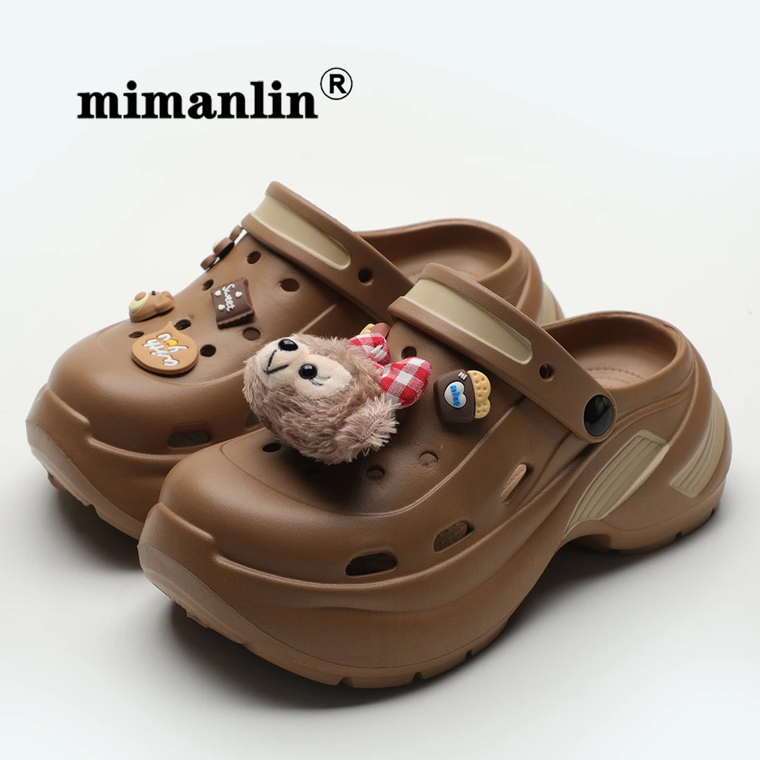 增高洞洞鞋女2025新款夏季防滑外穿卡通踩屎感eva包头厚底凉拖鞋