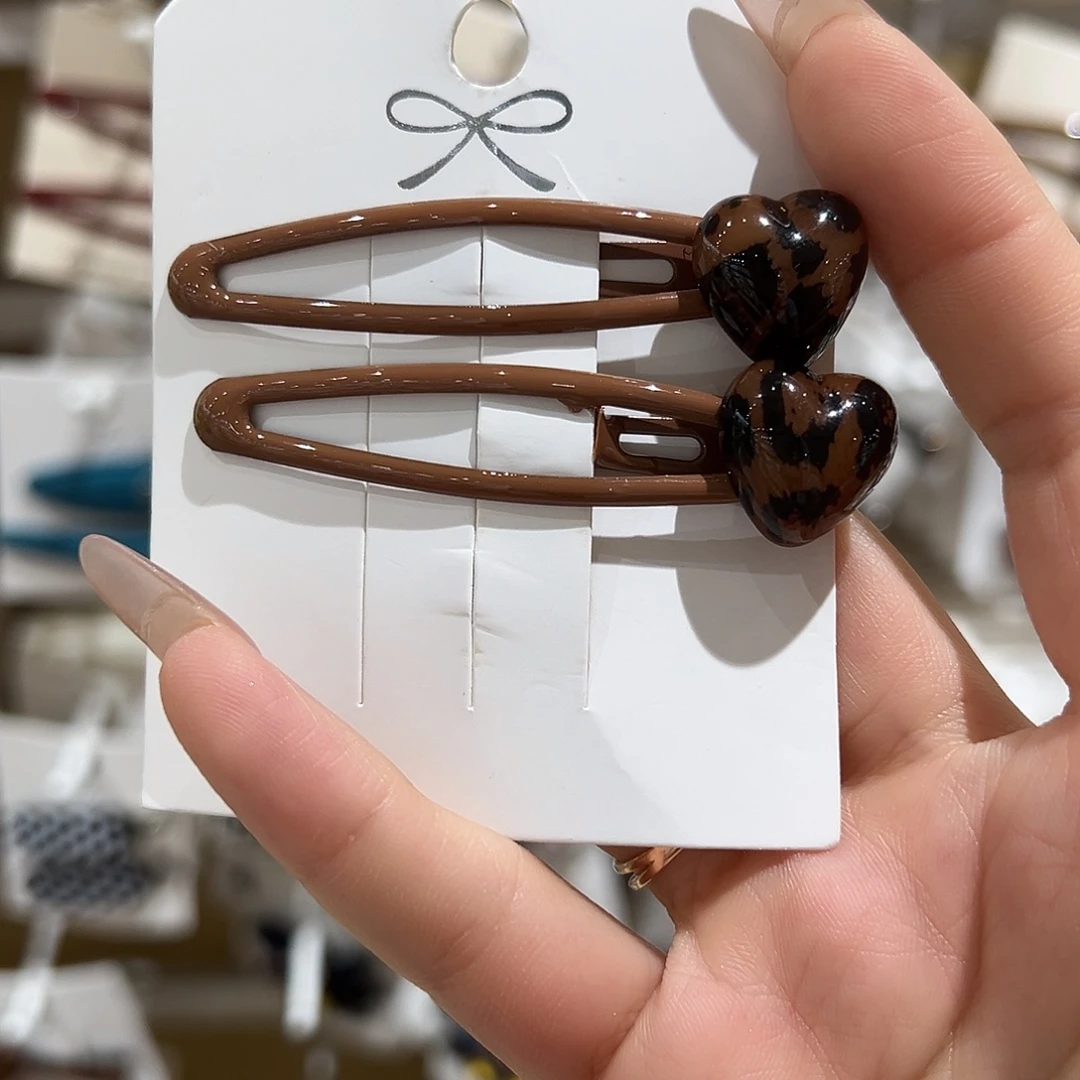 无非金属爱心斑纹掰掰夹一对