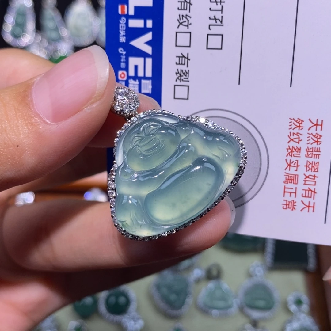 颈饰银S925镶嵌翡翠天然