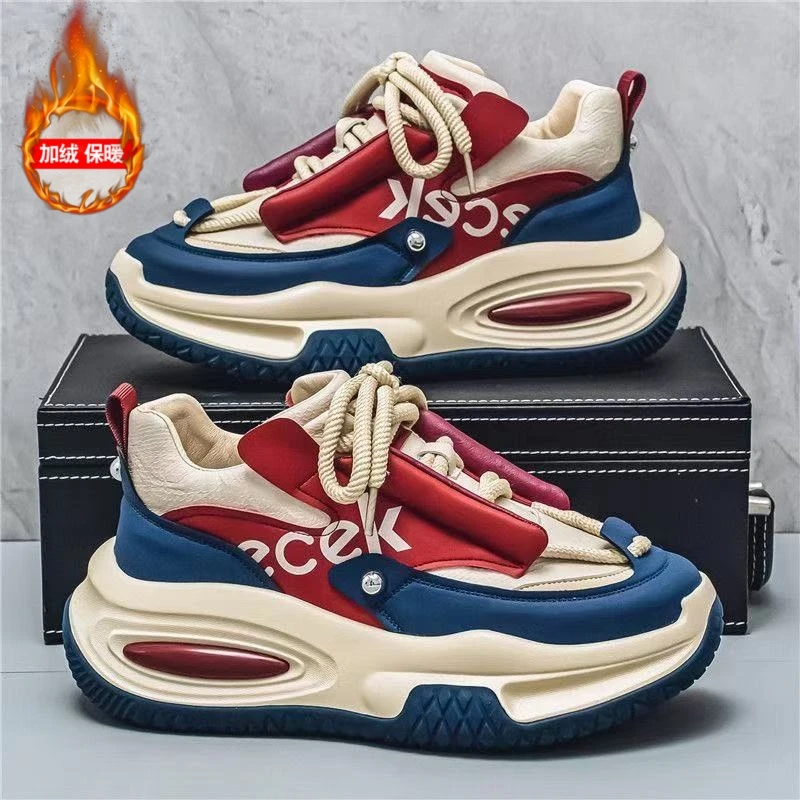 西域骆驼琥珀流光爆款时尚百搭厚底潮流男鞋韩版休闲大码老爹鞋