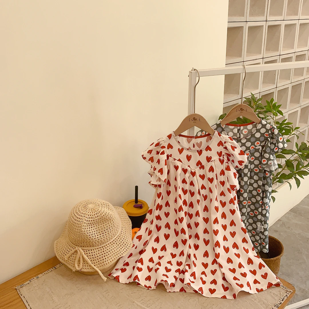 206081 安蒂宝贝爱心短袖女童连衣裙 夏季新款洋气裙子
