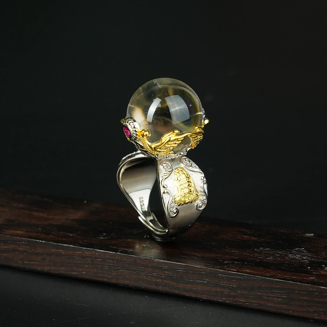 R*白水晶圆珠戒指17+@YMG05121572@