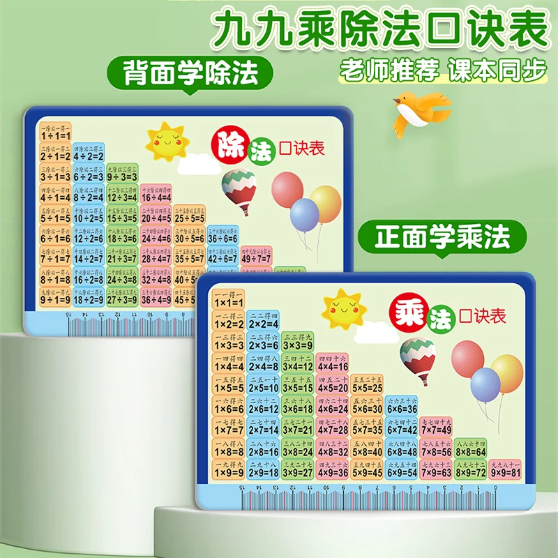 【买一送一】九九乘除法口诀表小学一二三年级算数99口诀卡天天练