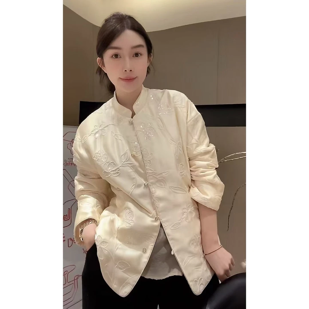 ZHUIMU.【冷月星辰】新中式国风立领轻奢重工刺绣棉服ZM7985