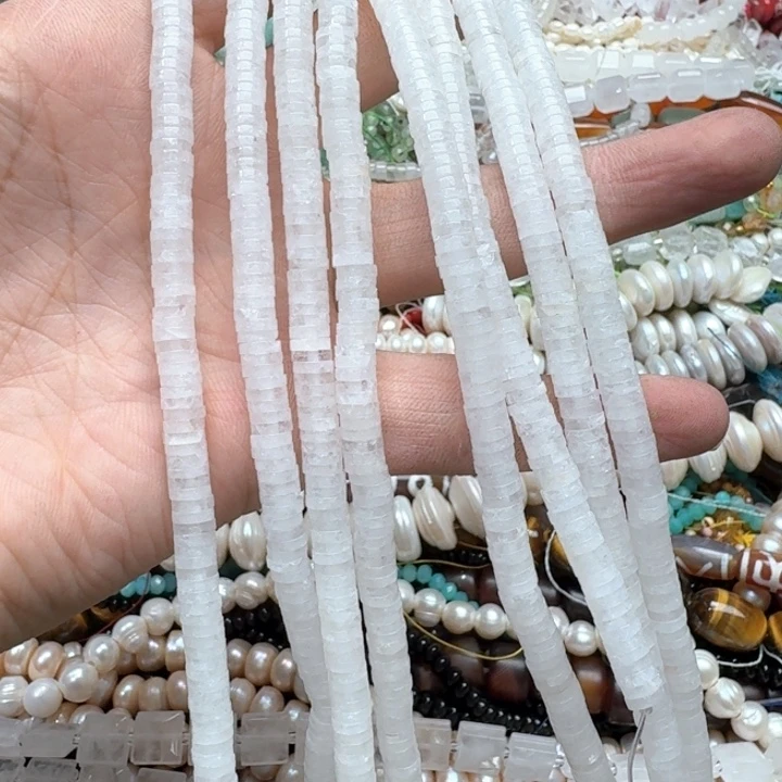 合金玛瑙/玉髓珠宝半成品一条6mm白水晶隔片