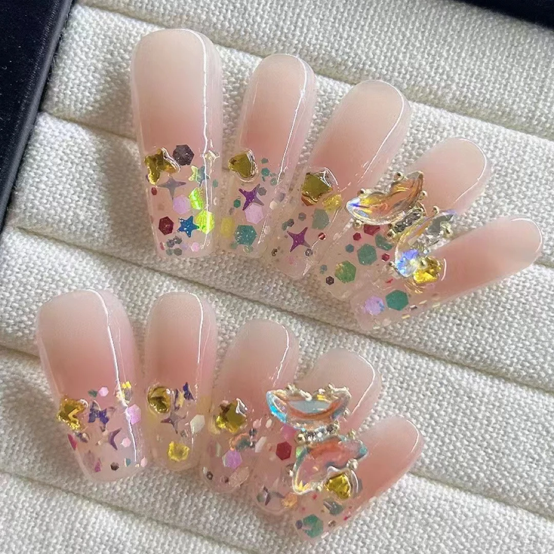 春天里旋转蝴蝶纯手工穿戴甲（一个旋转蝴蝶）