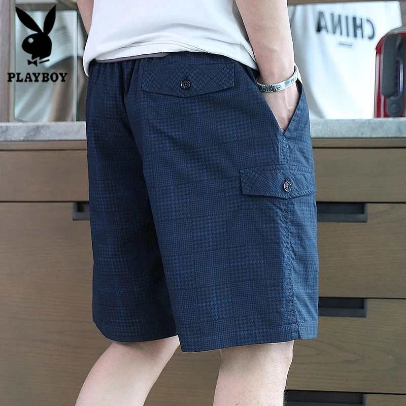 花花公子休闲短裤男士夏季薄款外穿宽松纯棉五分百搭中裤新款短裤