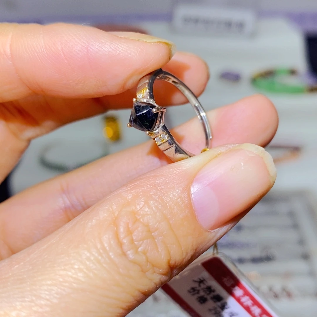 银S925镶嵌戒指碧玺