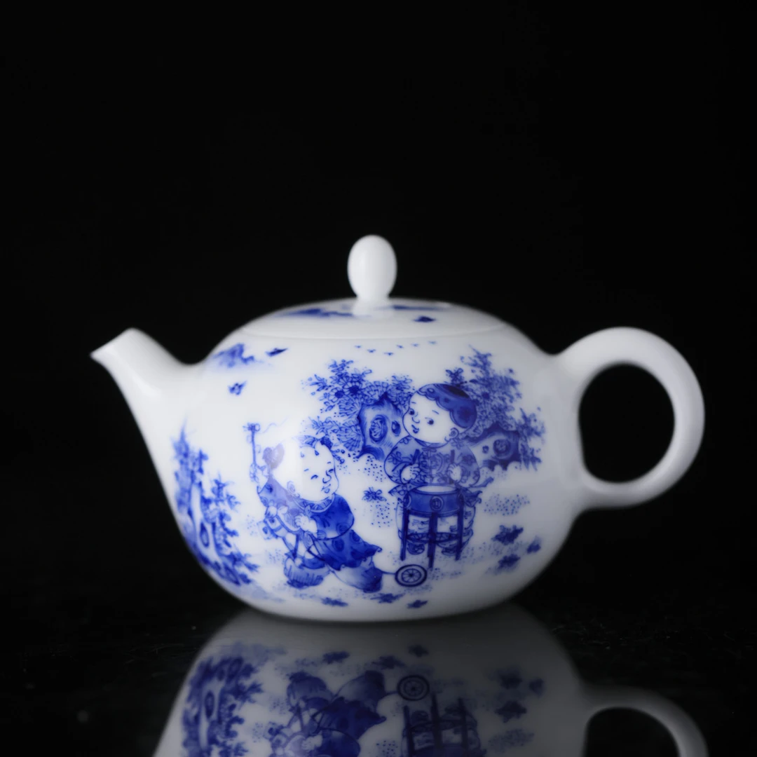 九段烧-九段妙手婴戏壶（马上封侯）-手绘有差异以直播间为准