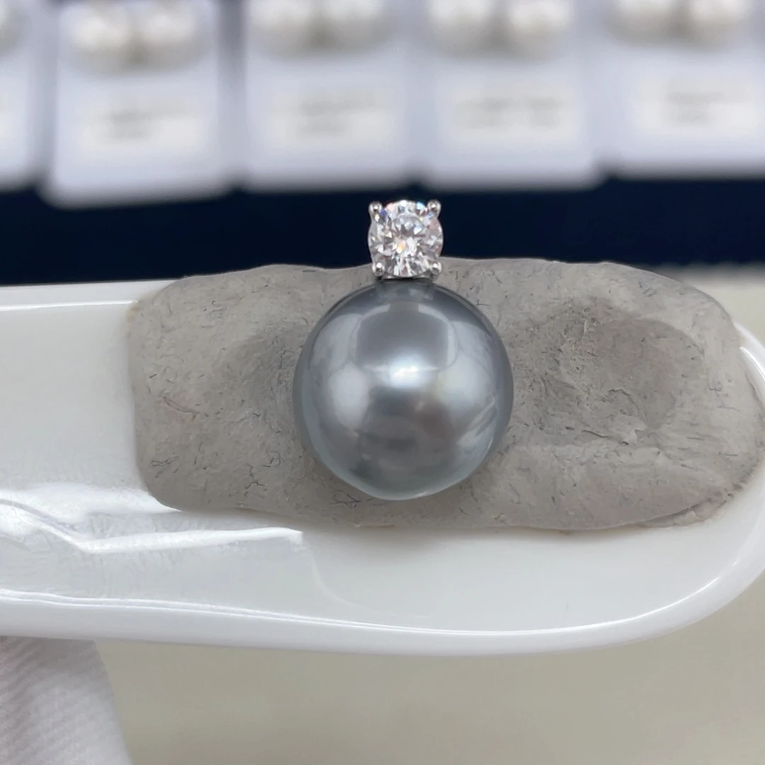 海水珍珠银S925镶嵌大溪地吊坠12-13福利款不退换