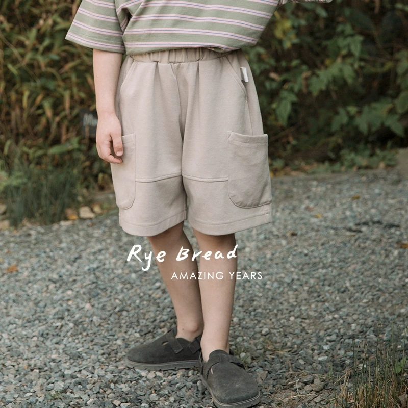 ryebread/黑面包童装 简约口袋男小童宝宝纯色休闲短裤4夏