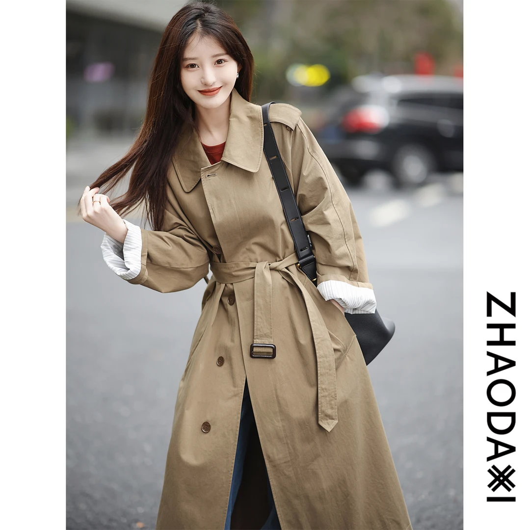 【赵大喜】现货！莫斯科风衣｜极简风系带全棉风衣女春季翻领外套