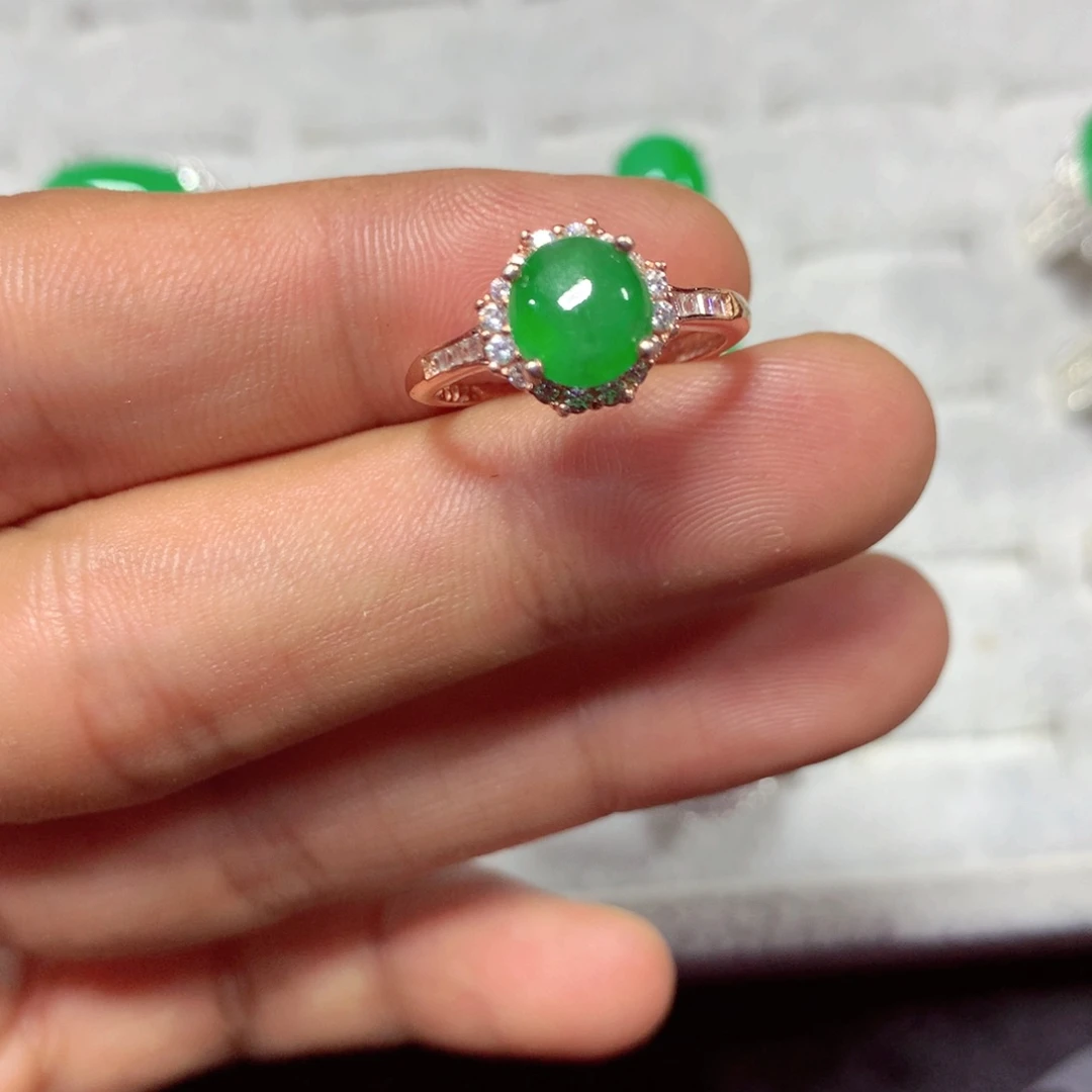 【闪购商品】翡翠戒指银S925镶嵌翡翠戒指