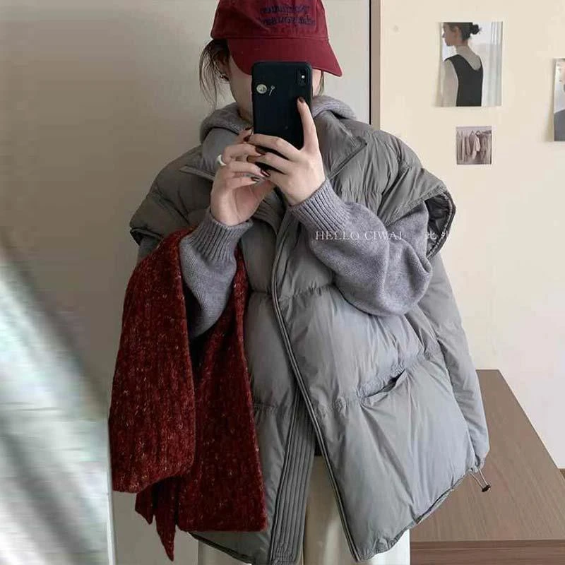 今年流行的漂亮马甲女款秋冬外穿大版休闲时尚百搭棉背心外套