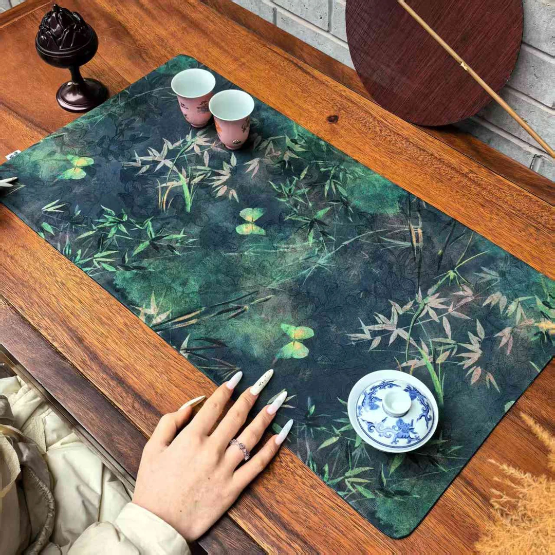 云纱双面65-35干泡茶席新中式家用禅意茶桌垫壶垫杯垫
